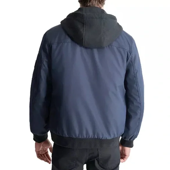 NWT Navy DKNY bomber jacket - Medium with removable hood - Picture 4 of 8